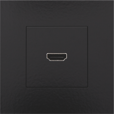 Afwerkingsset met HDMI-naar-HDMI-aansluiting, Bakelite® piano black coated  Niko