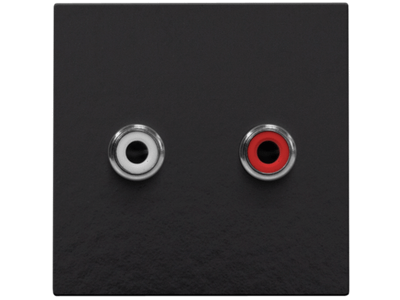 Afwerkingsset met 2 cinch-audioaansluitingen, ook voor inbouw in installatiekanalen, piano black coated