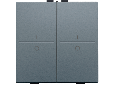 Tweevoudige toets met opdruk I en 0 voor draadloze schakelaar of drukknop met 4 bedieningsknoppen, steel grey coated