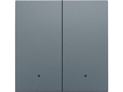 Afwerkingsset met lens voor dubbele elektronische schakelaar of drukknop, steel grey coated