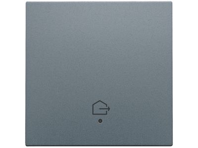 Afwerkingsset met lens voor geconnecteerde enkelvoudige schakelaar met symbool "woning verlaten", steel grey coated
