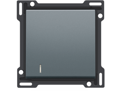 Afwerkingsset met lens voor enkelvoudige schakelaar of drukknop, steel grey coated