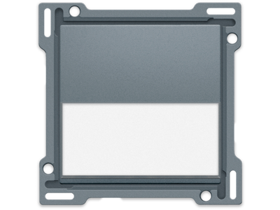 Afwerkingsset met tekstveld voor enkelvoudige schakelaar of drukknop, steel grey coated
