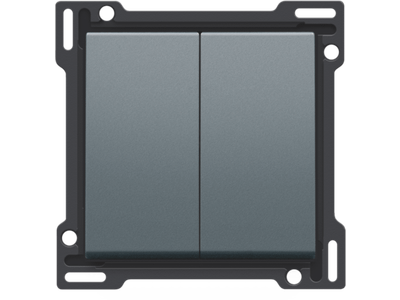 Afwerkingsset voor serieschakelaar, wisselschakelaar + drukknop N.O., dubbele wisselschakelaar of dubbele drukknop N.O. of N.G. , steel grey coated