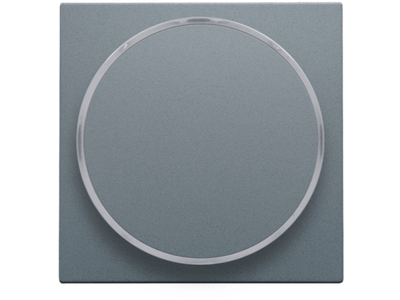 Afwerkingsset met doorschijnende ring zonder symbool voor drukknop 6 A met amberkleurige led met E10-lampvoet, steel grey coated