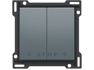 Afwerkingsset voor tweevoudige rolluikdrukknop voor elektronische sturingen, steel grey coated