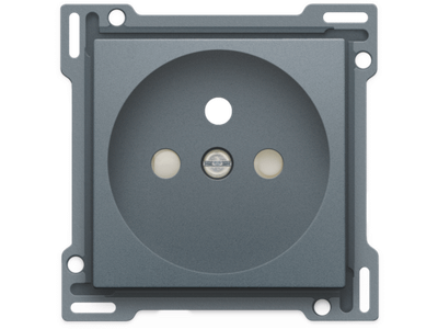 Afwerkingsset voor stopcontact met penaarde en beschermingsafsluiters, inbouwdiepte 28,5 mm, alu steel grey coated