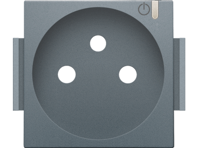 Afwerkingsset voor geconnecteerde schakelbare wandcontactdoos met penaarde en bedieningsknop, alu steel grey coated