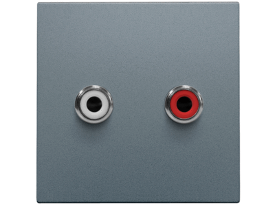 Afwerkingsset met 2 cinch-audioaansluitingen, ook voor inbouw in installatiekanalen, steel grey coated