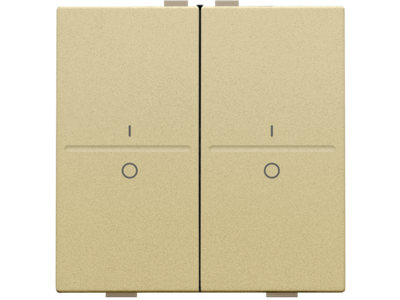 Tweevoudige toets met opdruk I en 0 voor draadloze schakelaar of drukknop met 4 bedieningsknoppen, gold coated