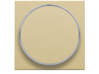 Afwerkingsset met doorschijnende ring zonder symbool voor drukknop 6 A met amberkleurige led met E10-lampvoet, gold coated