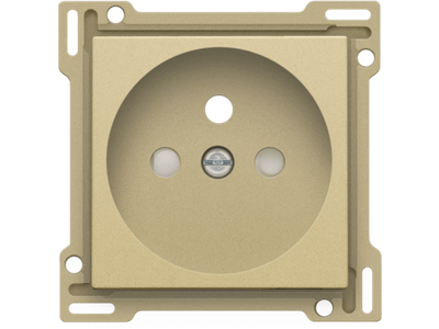 Afwerkingsset voor stopcontact met penaarde en beschermingsafsluiters, inbouwdiepte 28,5 mm, alu gold coated