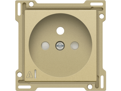 Afwerkingsset voor stopcontact met overspanningsbeveiliging, penaarde en beschermingsafsluiters, inbouwdiepte 28,5 mm, incl. overspanningsmodule met rode led, alu gold coated