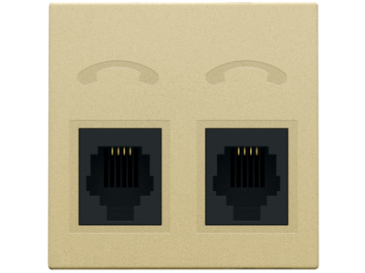 Afwerkingsset voor telefooncontactdoos met 2 RJ11-contacten in parallel, alu gold coated