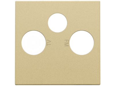 Afwerkingsset voor 2 enkelvoudige coaxaansluitingen voor tv en FM en een satellietaansluiting, alu gold coated