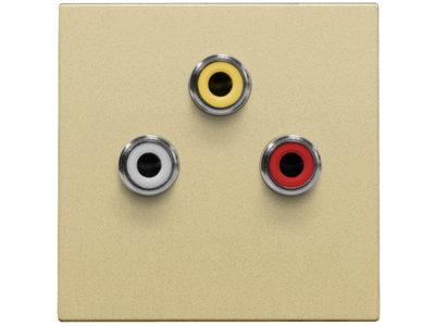 Afwerkingsset met 3 cinch-aansluitingen, ook voor inbouw in installatiekanalen, gold coated