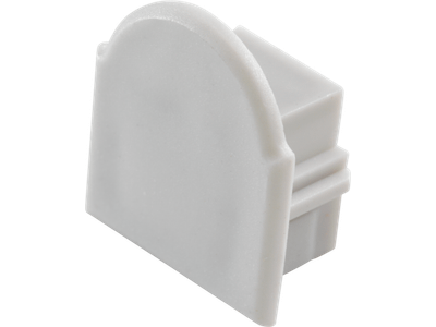 2 pvc-eindstukken, bovenaan afgerond voor lenscover