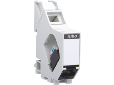 DIN-rail module met onafgeschermde RJ45-connector Cat6 voor centrale montage van een RJ-aansluitpunt in de aansluitkast