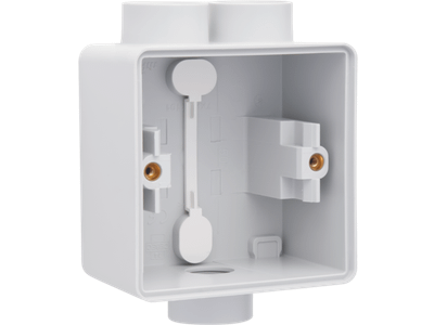 Spuitwaterdichte opbouwdoos met één tweevoudige M20-ingang én één enkelvoudige M20-ingang voor het inbouwen van één functie, grey