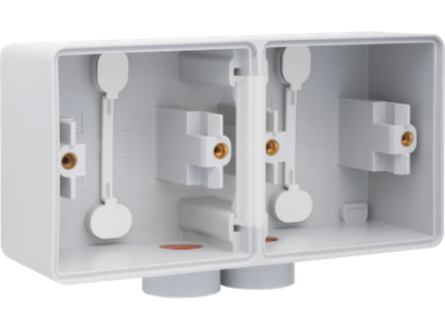 Spuitwaterdichte dubbele horizontale opbouwdoos met één tweevoudige M20-ingang voor het inbouwen van twee functies, grey