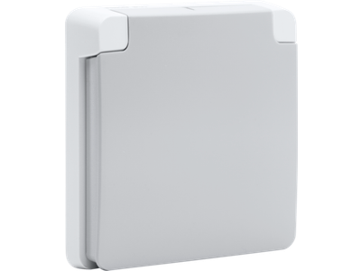 Aanpaskader met klapdeksel voor 45x45mm-functies in spuitwaterdichte opbouwdozen.