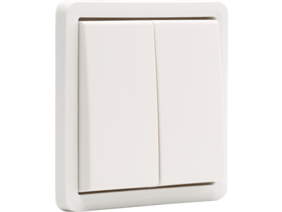 Spuitwaterdichte, niet-verlichtbare dubbele drukknop 10 A/250 Vac met 2 N.O.- of N.G.-contacten, exclusief opbouwdoos, white