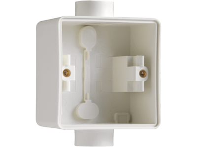 Spuitwaterdichte opbouwdoos met twee enkelvoudige M20-ingangen voor het inbouwen van één functie, white