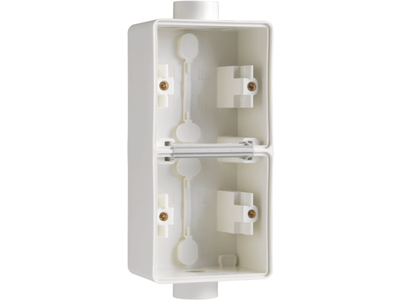 Spuitwaterdichte dubbele verticale opbouwdoos met twee enkelvoudige M20-ingangen voor het inbouwen van twee functies, white