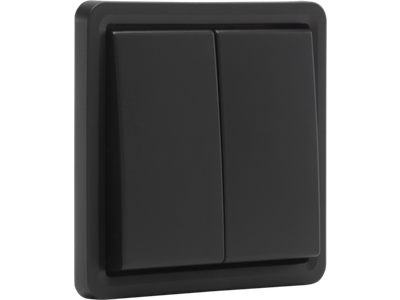 Spuitwaterdichte, niet-verlichtbare dubbele drukknop 10 A/250 Vac met 2 N.O.- of N.G.-contacten, exclusief opbouwdoos, black