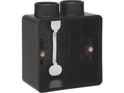 Spuitwaterdichte opbouwdoos met één tweevoudige M20-ingang voor het inbouwen van één functie, black