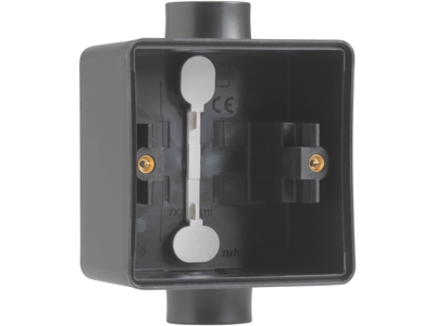 Spuitwaterdichte opbouwdoos met twee enkelvoudige M20-ingangen voor het inbouwen van één functie, black