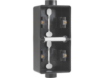 Spuitwaterdichte dubbele verticale opbouwdoos met twee enkelvoudige M20-ingangen voor het inbouwen van twee functies, black