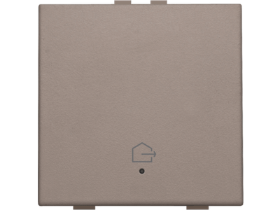 Enkelvoudige drukknop met led, symbool "woning verlaten", greige