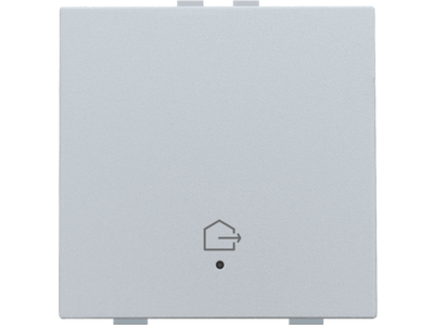 Enkelvoudige drukknop met led, symbool "woning verlaten", sterling