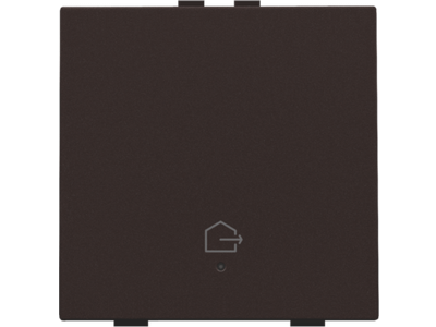 Enkelvoudige drukknop met led, symbool "woning verlaten", dark brown