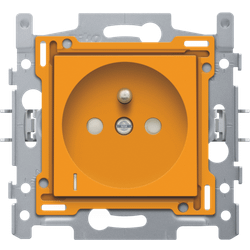 Niko Prise avec indicateur de tension, terre des broches et vannes d'arrêt de protection, profondeur de montage 28,5 mm, socle et kit de finition, bornes à vis, orange 