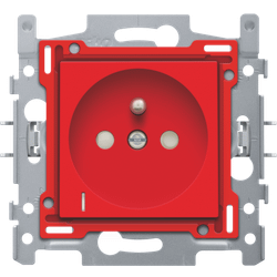 Niko Stopcontact met spanningsaanduiding, penaarde en beschermingsafsluiters, inbouwdiepte 28,5 mm, sokkel en afwerkingsset, schroefklemmen, red 