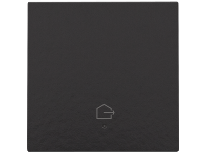Enkelvoudige drukknop met led, symbool "woning verlaten", piano black coated
