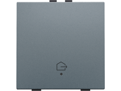 Enkelvoudige drukknop met led, symbool "woning verlaten", steel grey coated