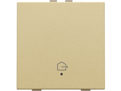 Enkelvoudige drukknop met led, symbool "woning verlaten", gold coated
