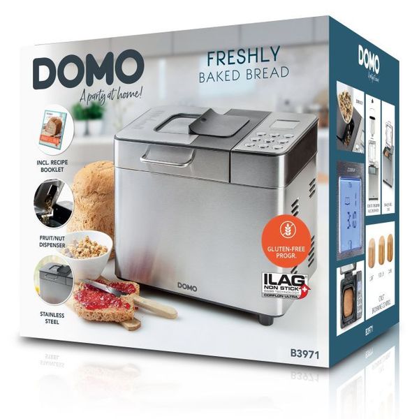 Domo Broodbakmachine 500-750-1000gr - 18 programma's - incl. dispenser en glutenvrij programma