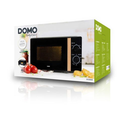 DO2820 Four à micro-ondes solo avec une poignée à l’aspect bois - 20 L - 700 W  Domo