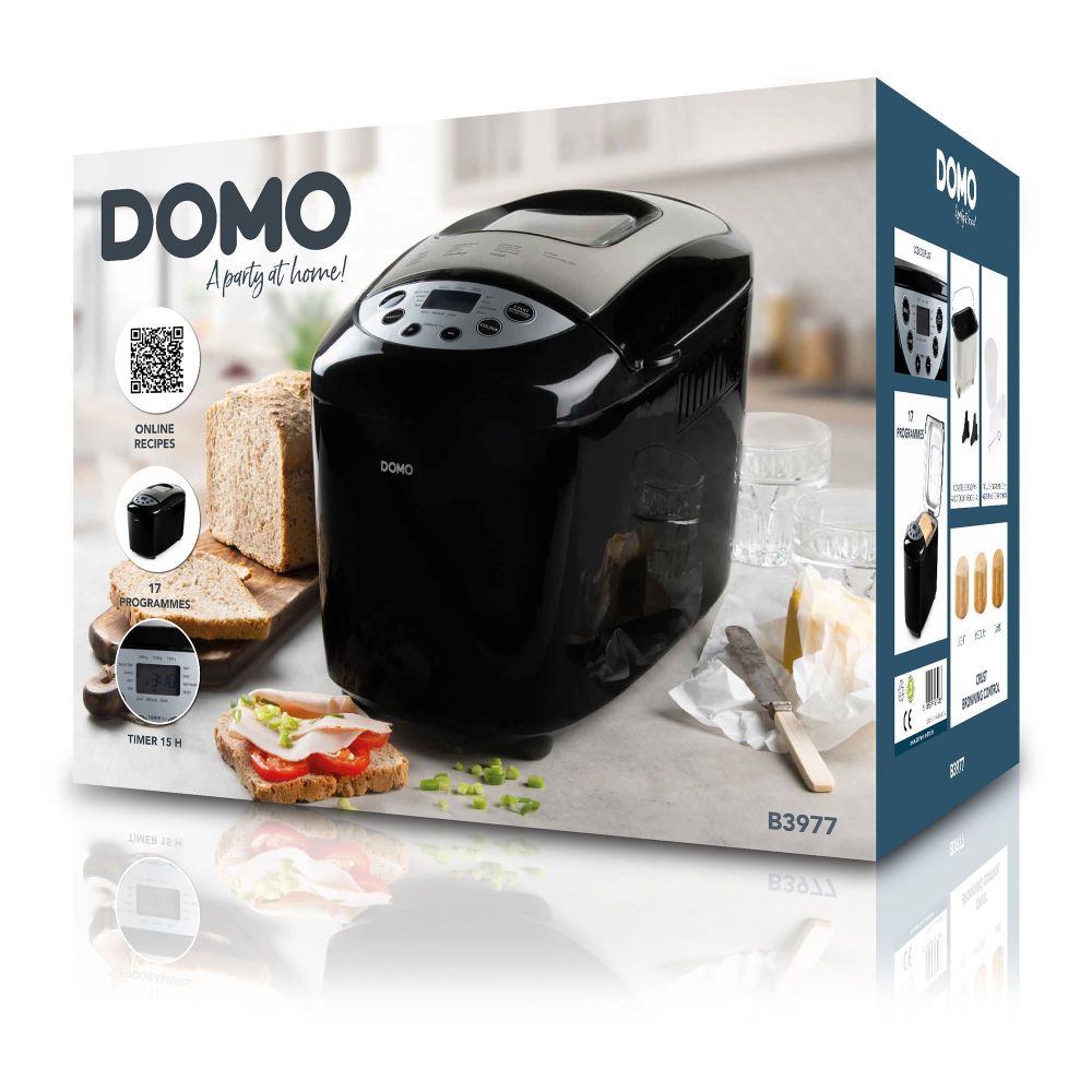 Domo Broodbakmachines Broodbakmachine 1000-1250-1500gr - 17 programma's - incl. glutenvrij programma