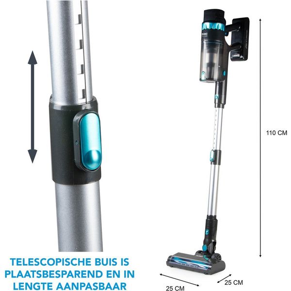 Domo Steelstofzuiger BLDC 2-in-1 - 0,8 L – 29,6 V - 60 min autonomie