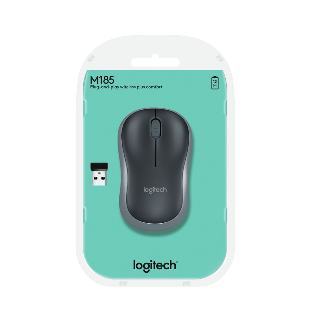 Logitech Computermuis M185 Wireless Mouse Grey