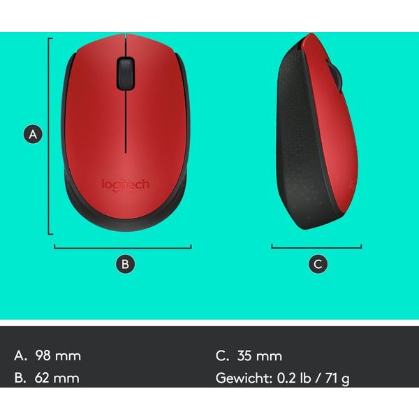 Logitech M171 Draadloze Muis rood