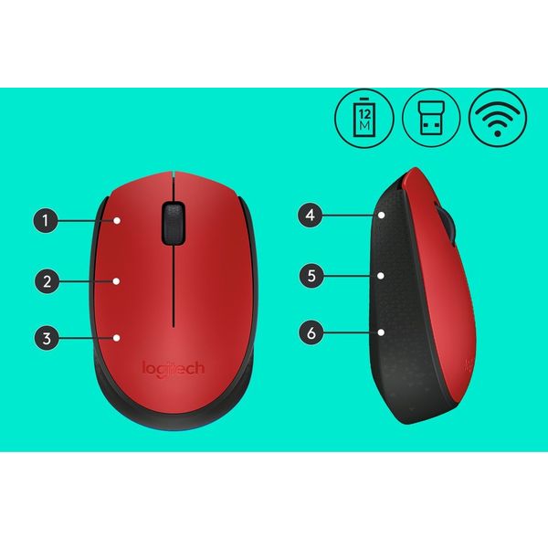 Logitech M171 Draadloze Muis rood