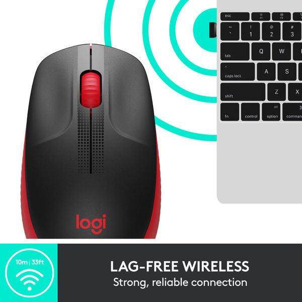 Logitech M190 Full-Size Wireless Mouse Red