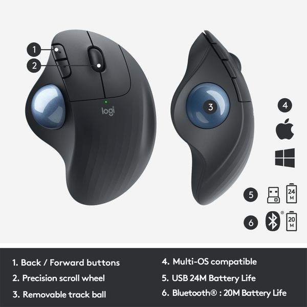 Logitech M575 ERGO Draadloze Trackball Muis