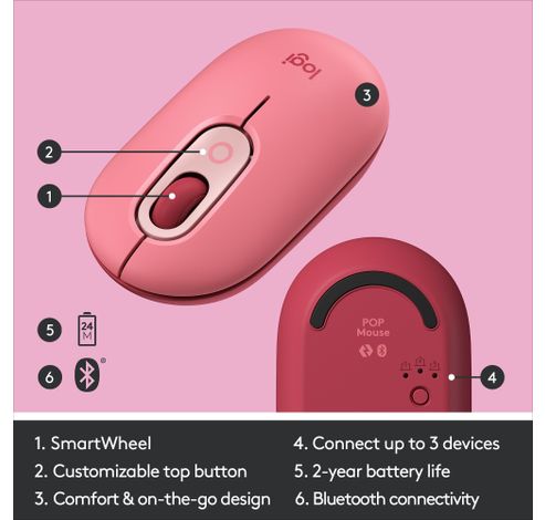 Logitech souris pop rose  Logitech